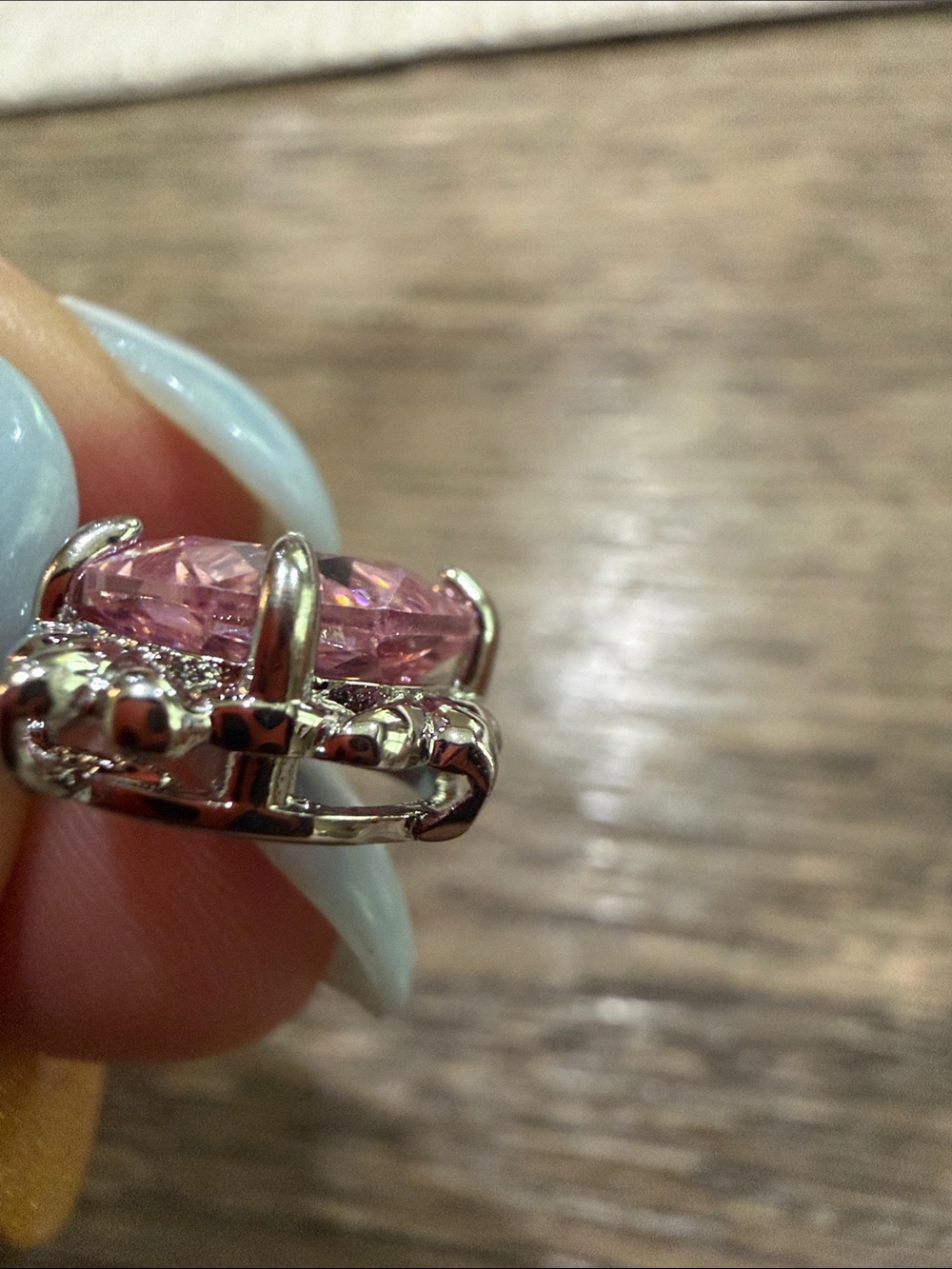 Pink Zircon Rose Cut Pendant Necklace in 18k plated over 925 Sterling Silver - Picture 6 of 6